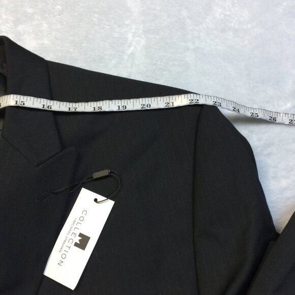 New! Michael Strahan Jacket Blazer Mens 56R Black Striped Wool Classic Fit - Picture 12 of 16
